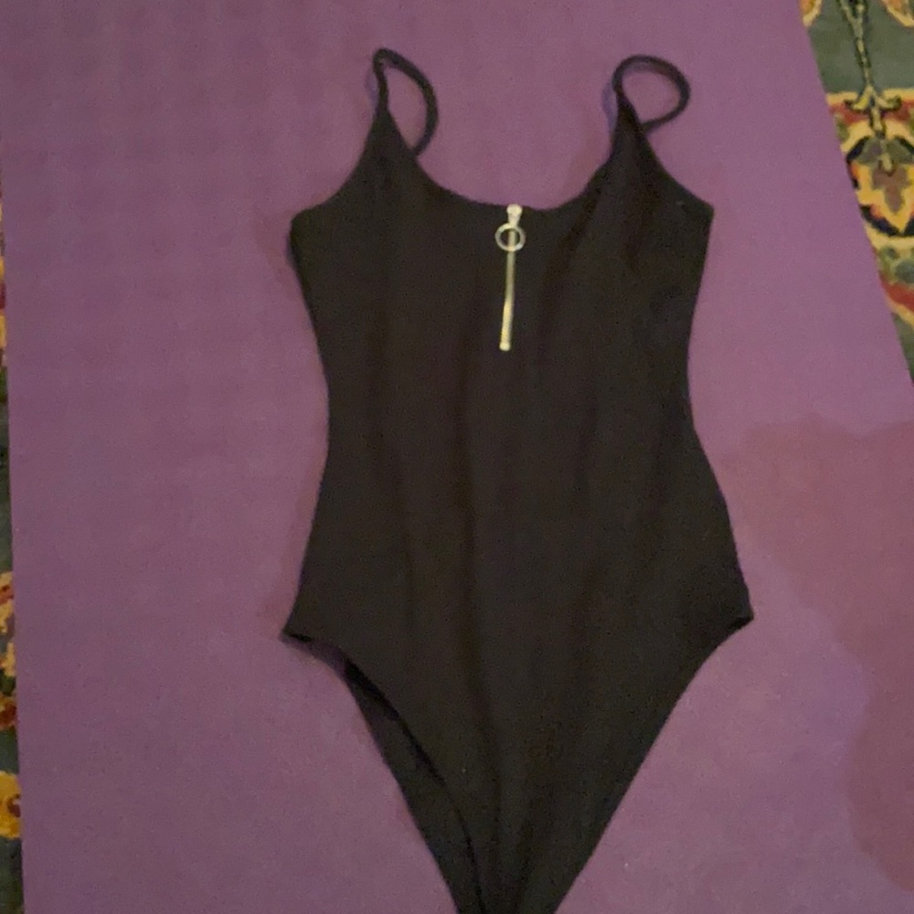 Black zip up body suit